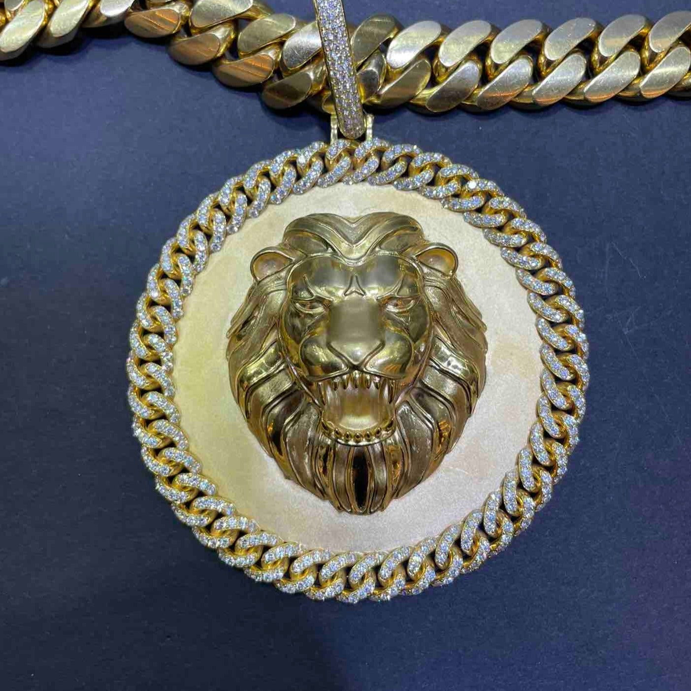 Brand New Custom Made 14k Solid Gold "Iced Out" Tiger Charm Pendant with vvs1 natural diamonds