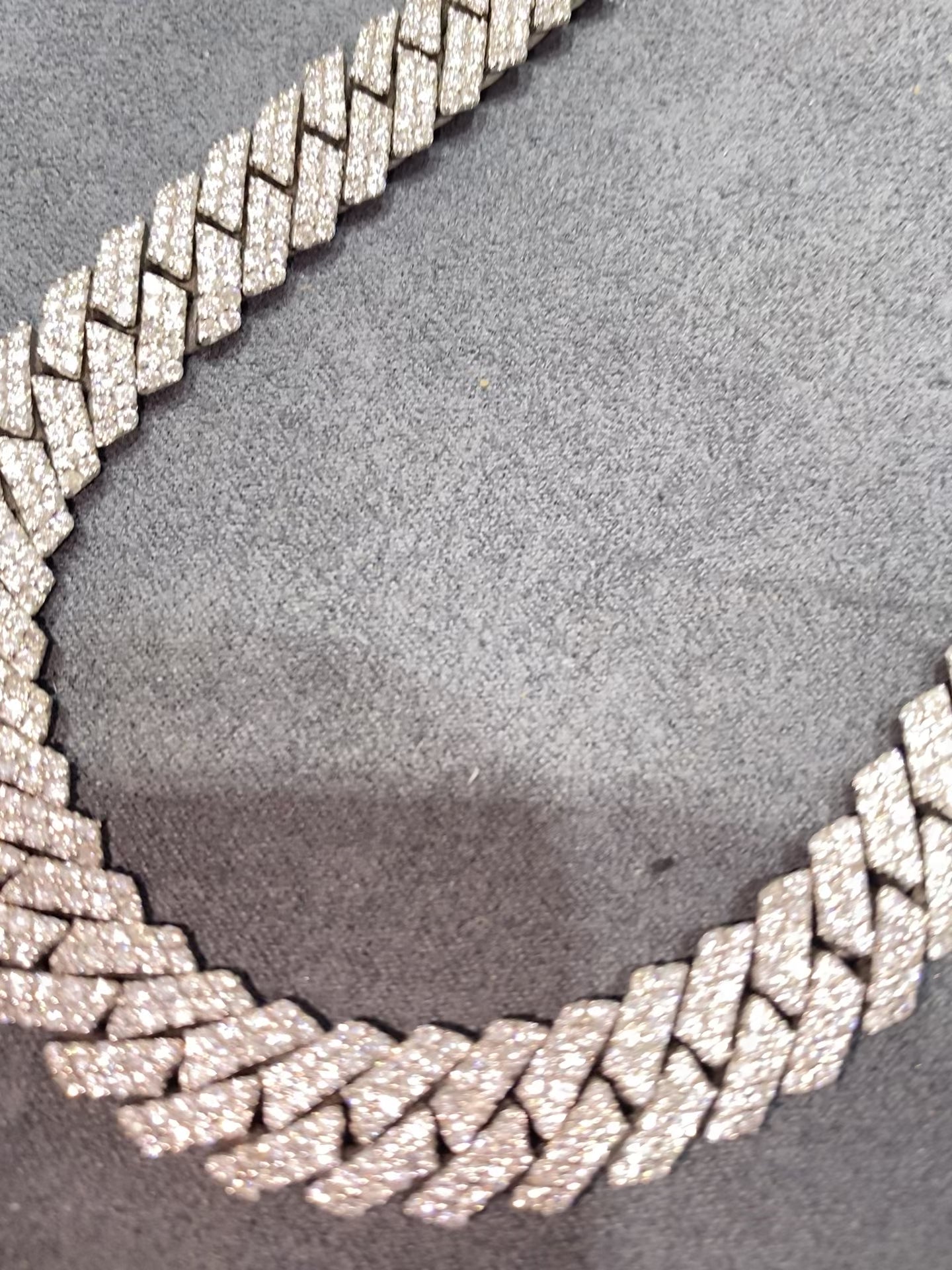 New ICED 14k WHITE GOLD MIAMI CUBAN NECKLACE Vs1 24.cts.t.w. NATURAL DIAMONDS