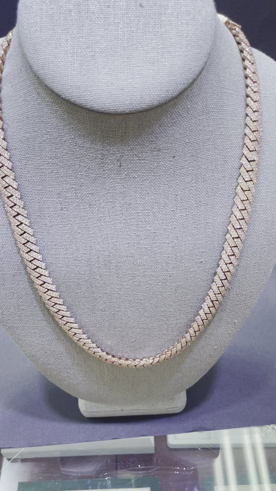 10k VVS "Iced" Bust Down Rose Gold Miami Cuban Link Chain, 140 grams and 30 cts of Natural VVS1 Diamonds