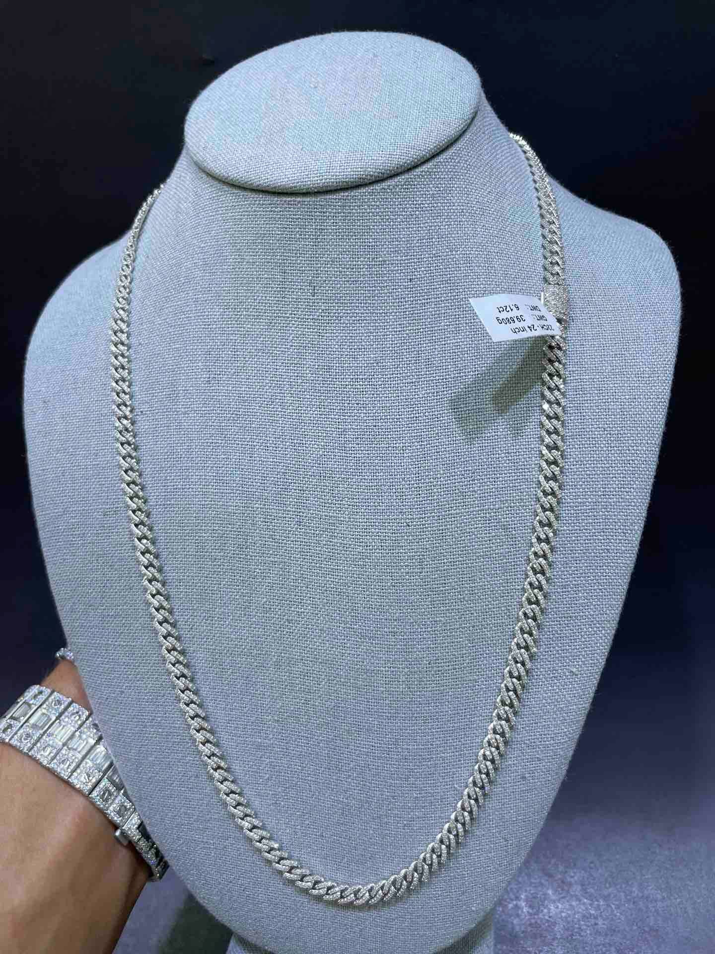 White Gold Iced Cuban Link Chain 