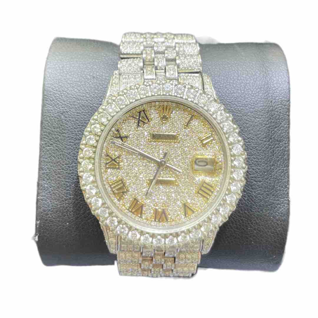 36mm rolex "bust down" iced stainless steel. 15 cts t.w.