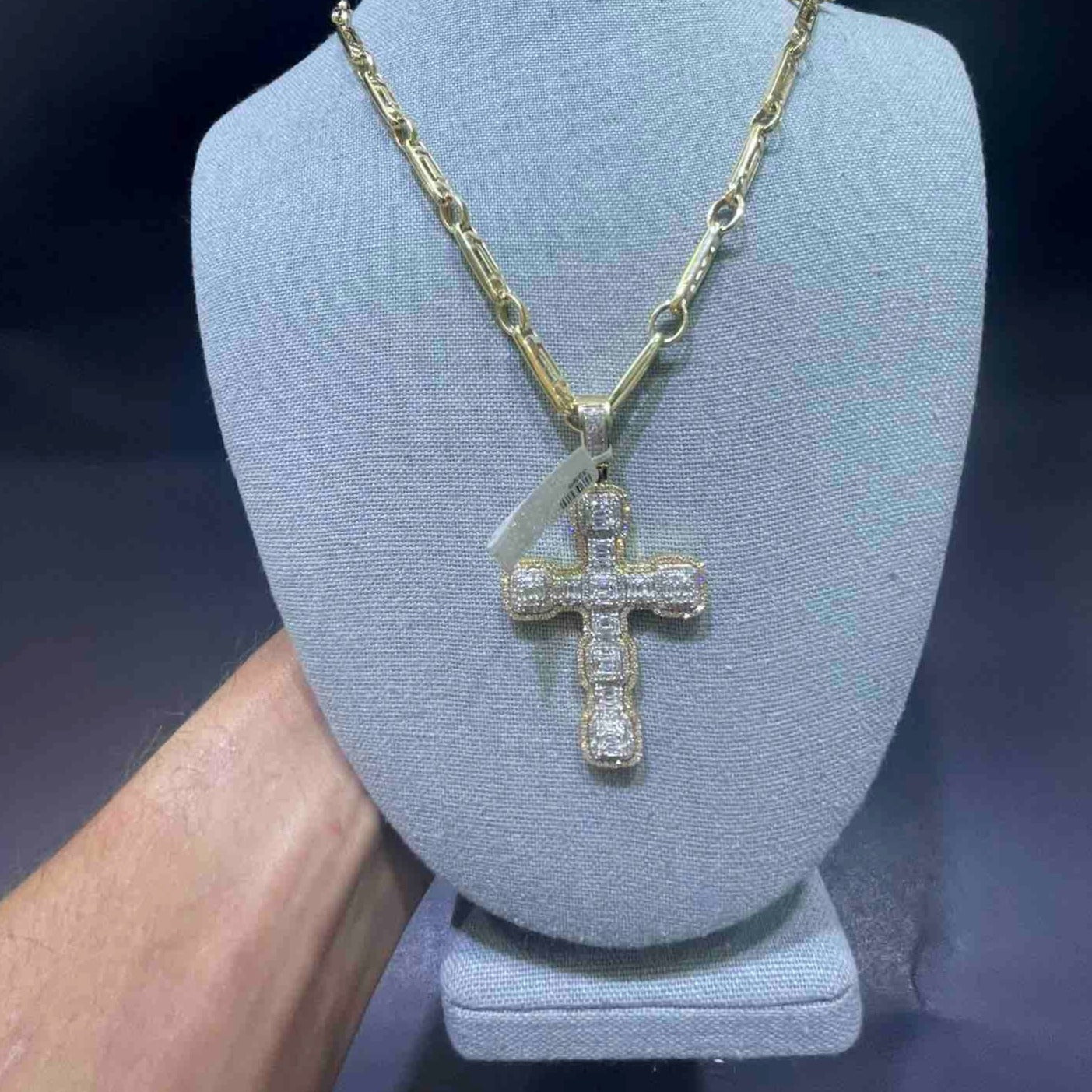 "Iced Out Cross Pendant 14k"