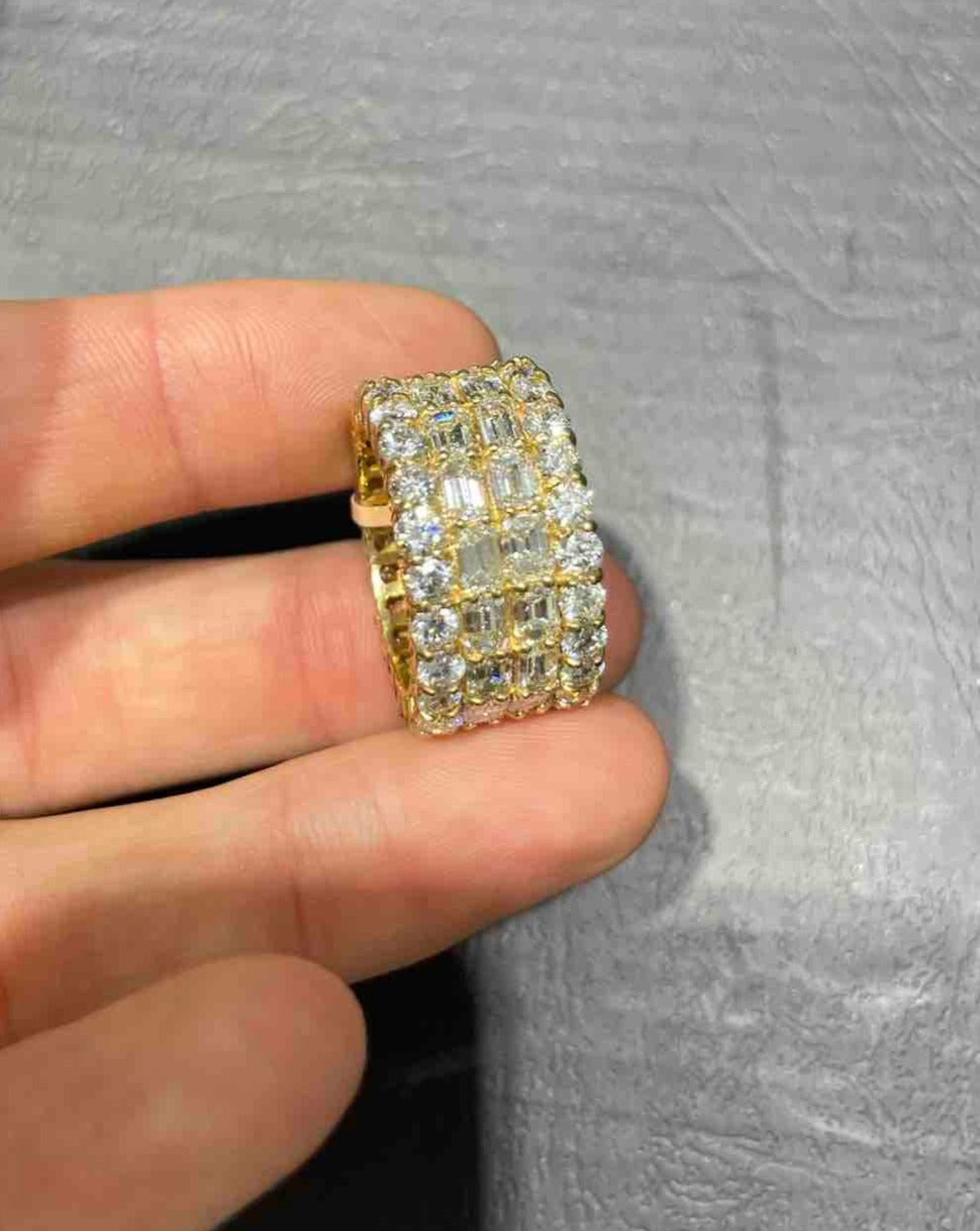 14k VS1 Iced Out Diamond Ring Eternity Emerald Cut