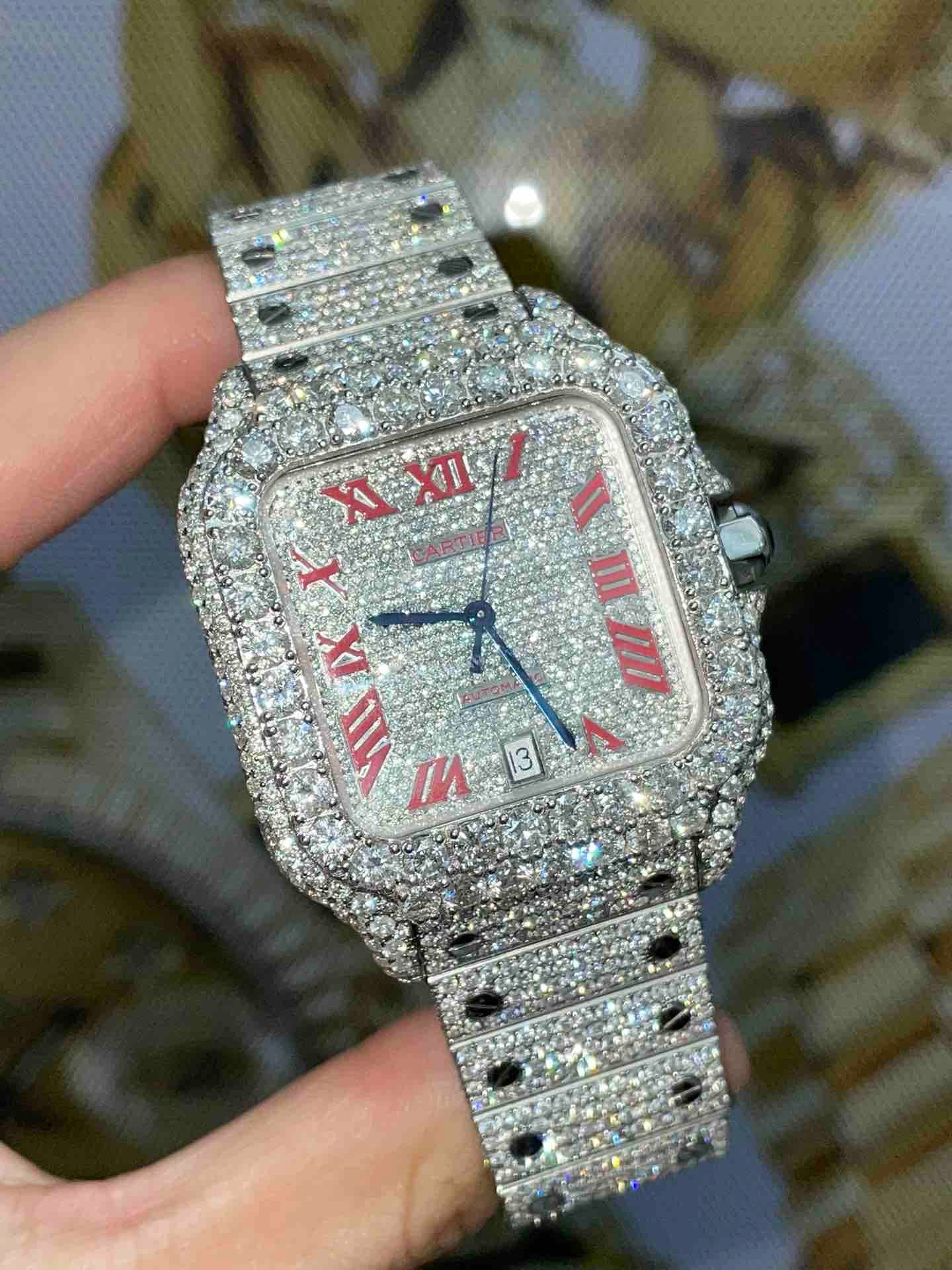 41mm Cartier Xl Vvs-1 "iced bust down" 25 cts "Avalanche" iced out watch