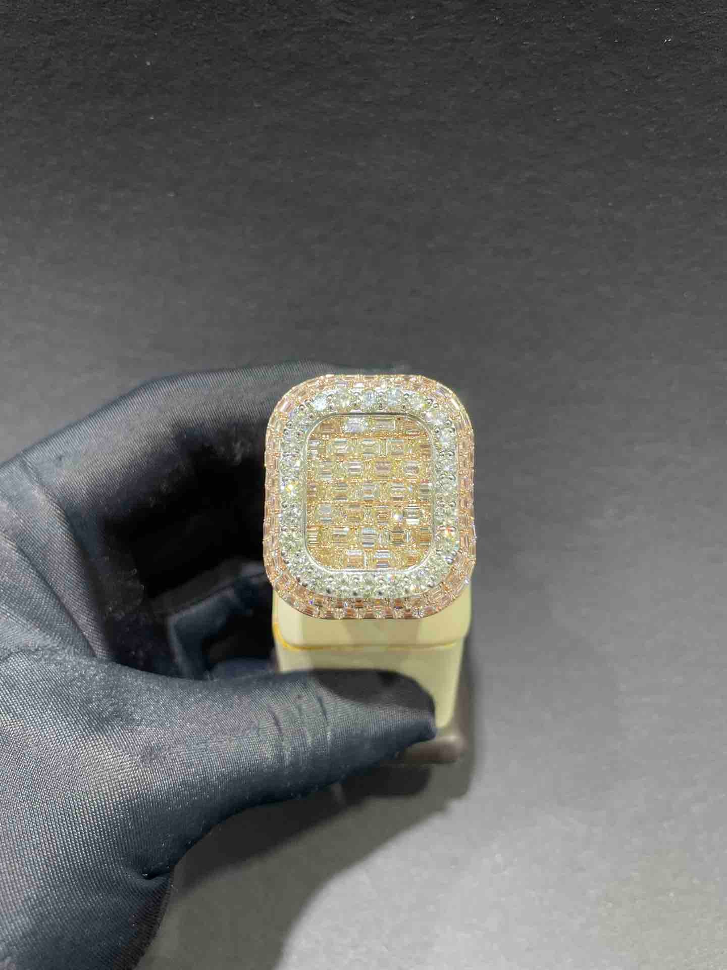 Certified 5.75Ct Men's Diamond Ring Yellow Gold 11.6 Grams 18mm Wide