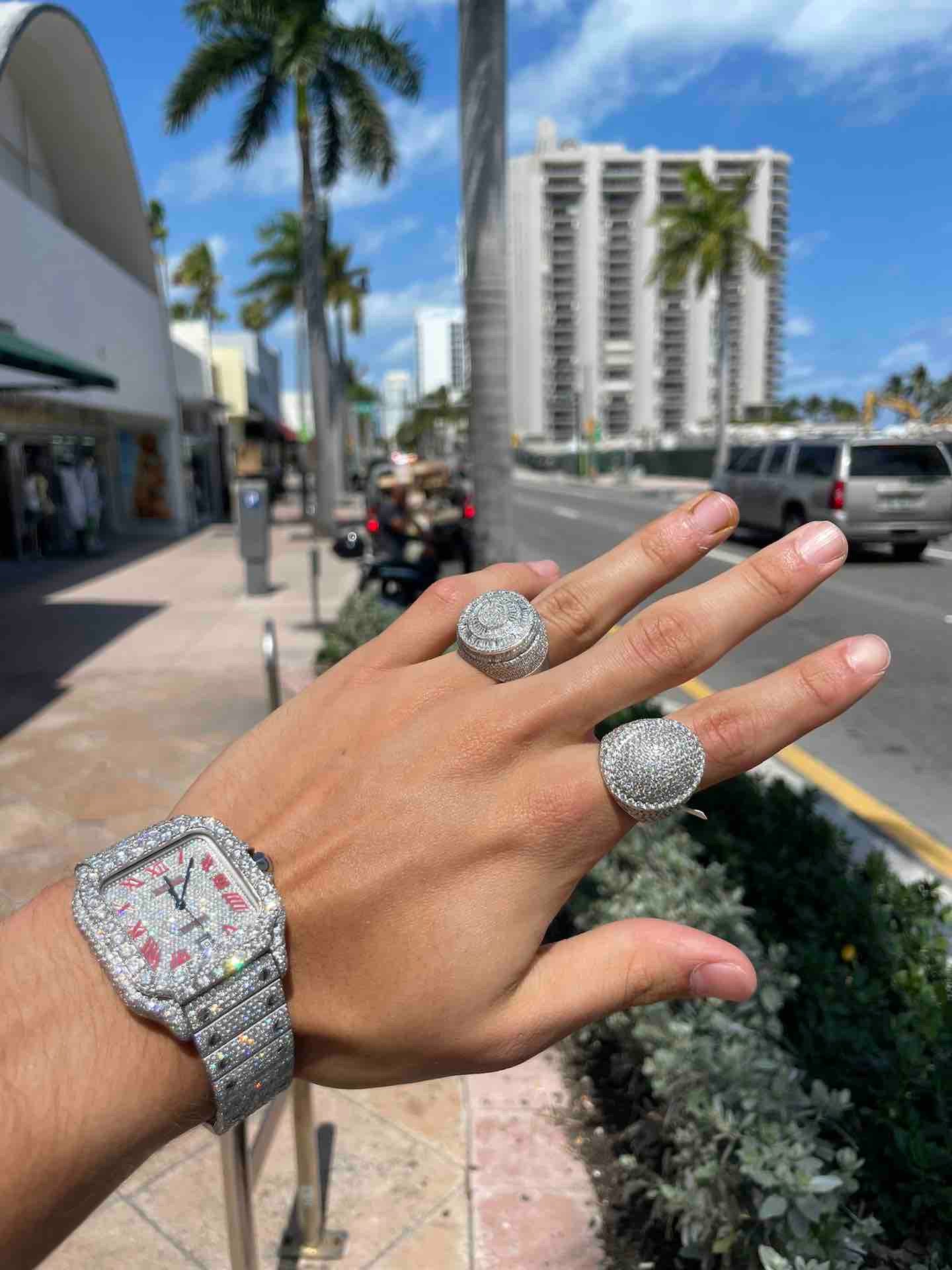 "14k White Gold Iced Out Championship Ring"