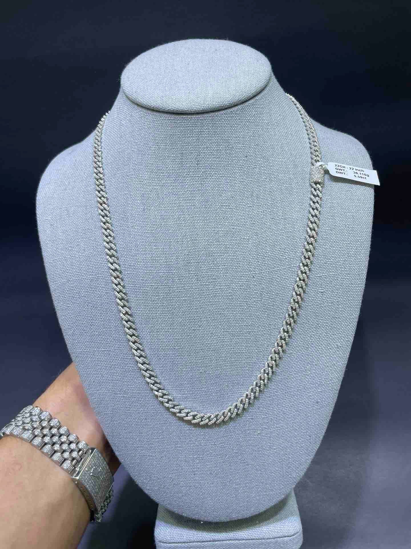 White Gold Iced Cuban Link Chain 