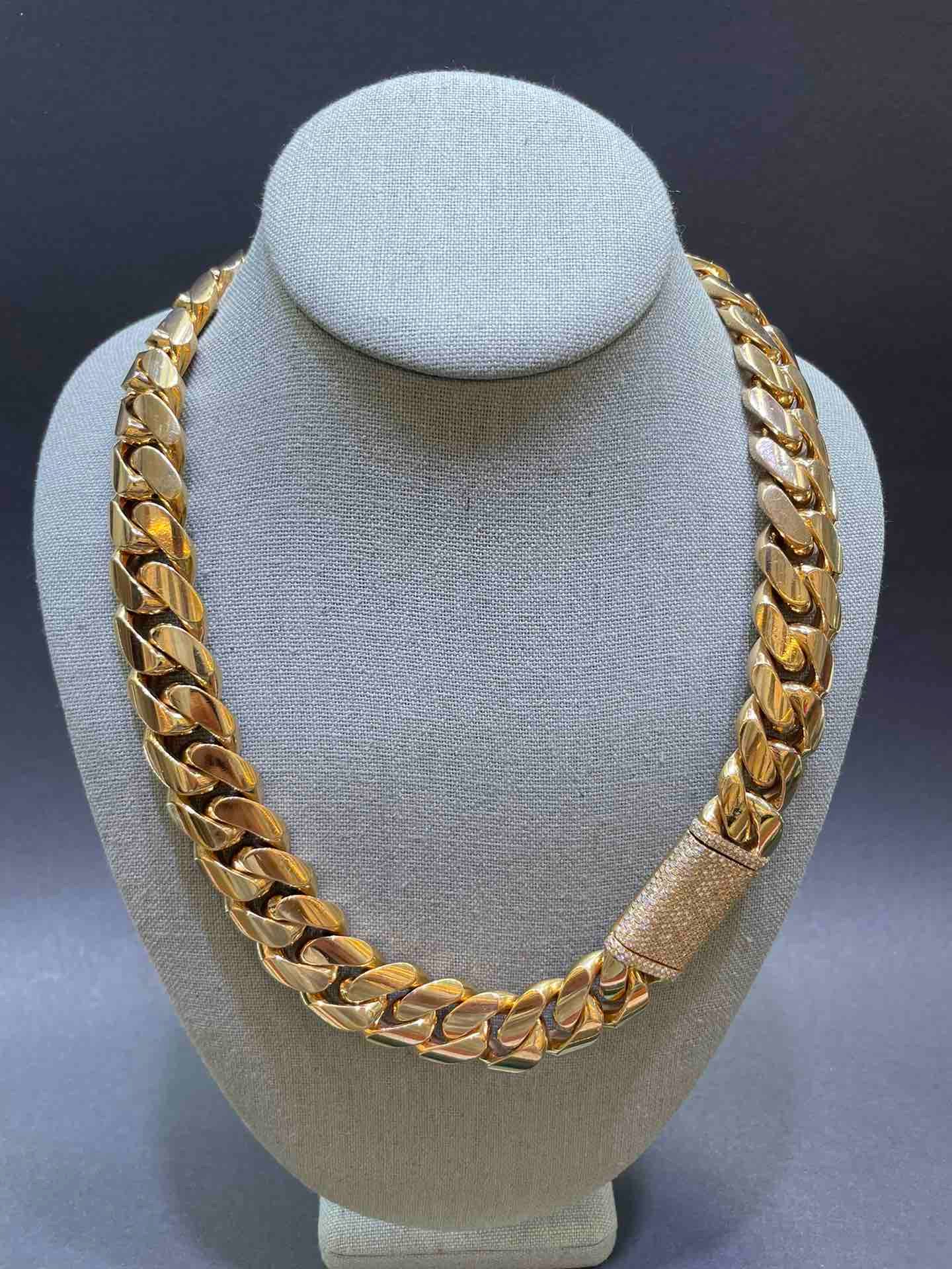 10k 21mm rose gold heavy miami cuban link chain 523 grams vs1 diamond clasp