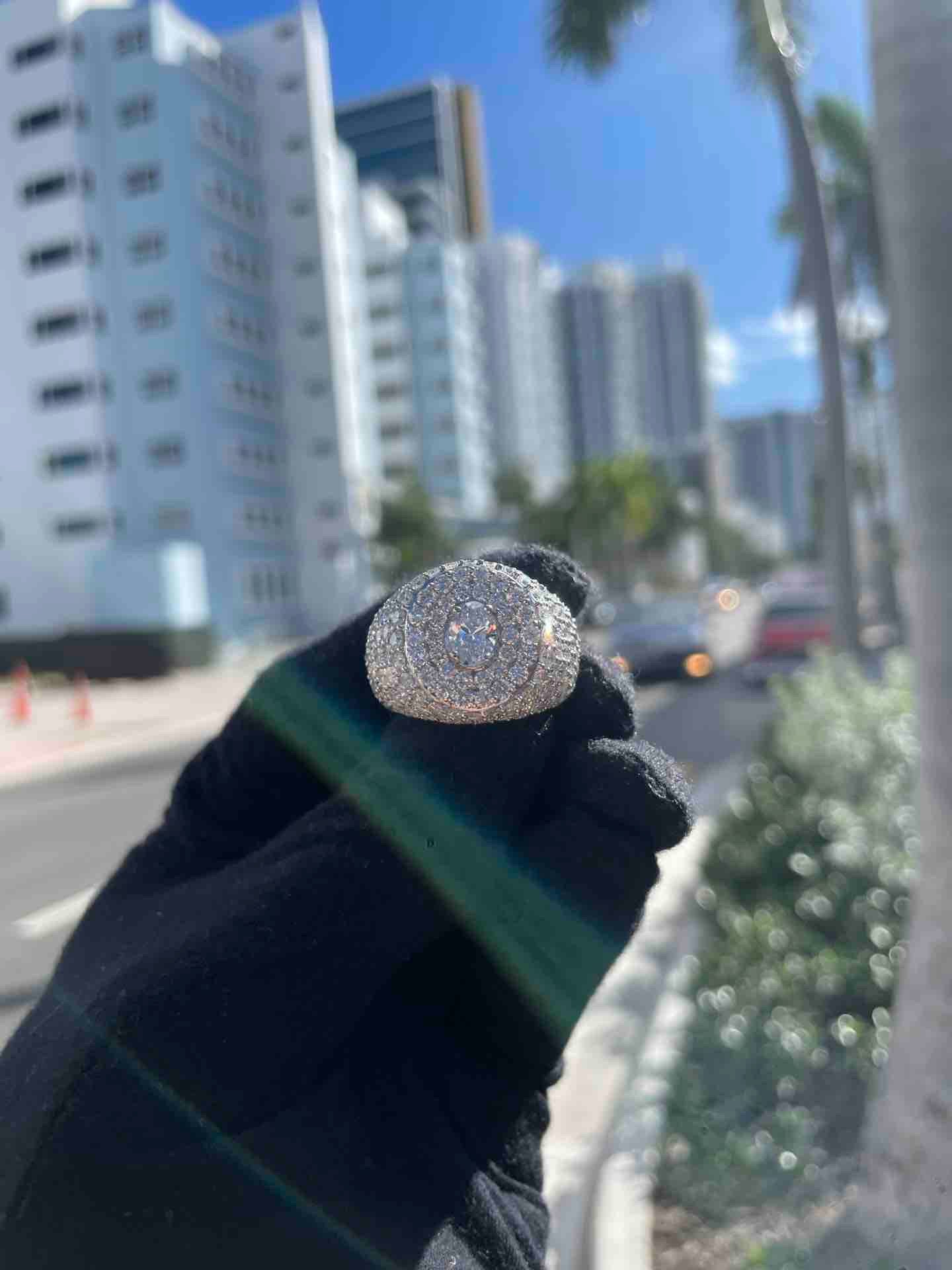 14k ICED OUT VVS RING FULLY