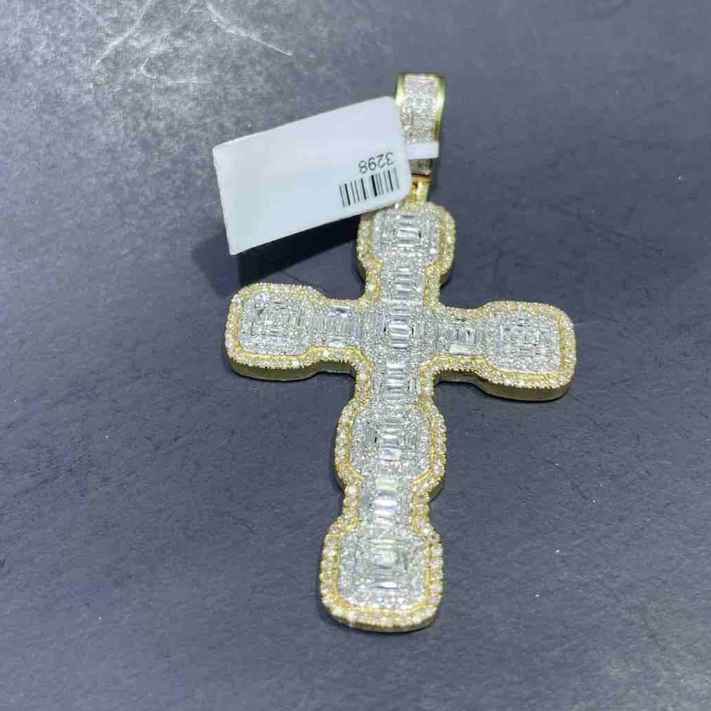 "Iced Out Cross Pendant 14k"