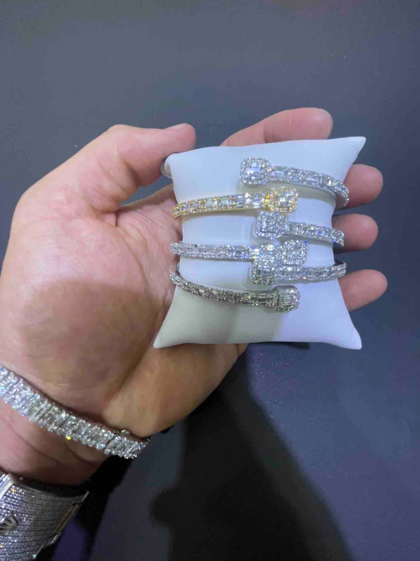 10k Diamond Baguette Iced Out Bangle Two Tone