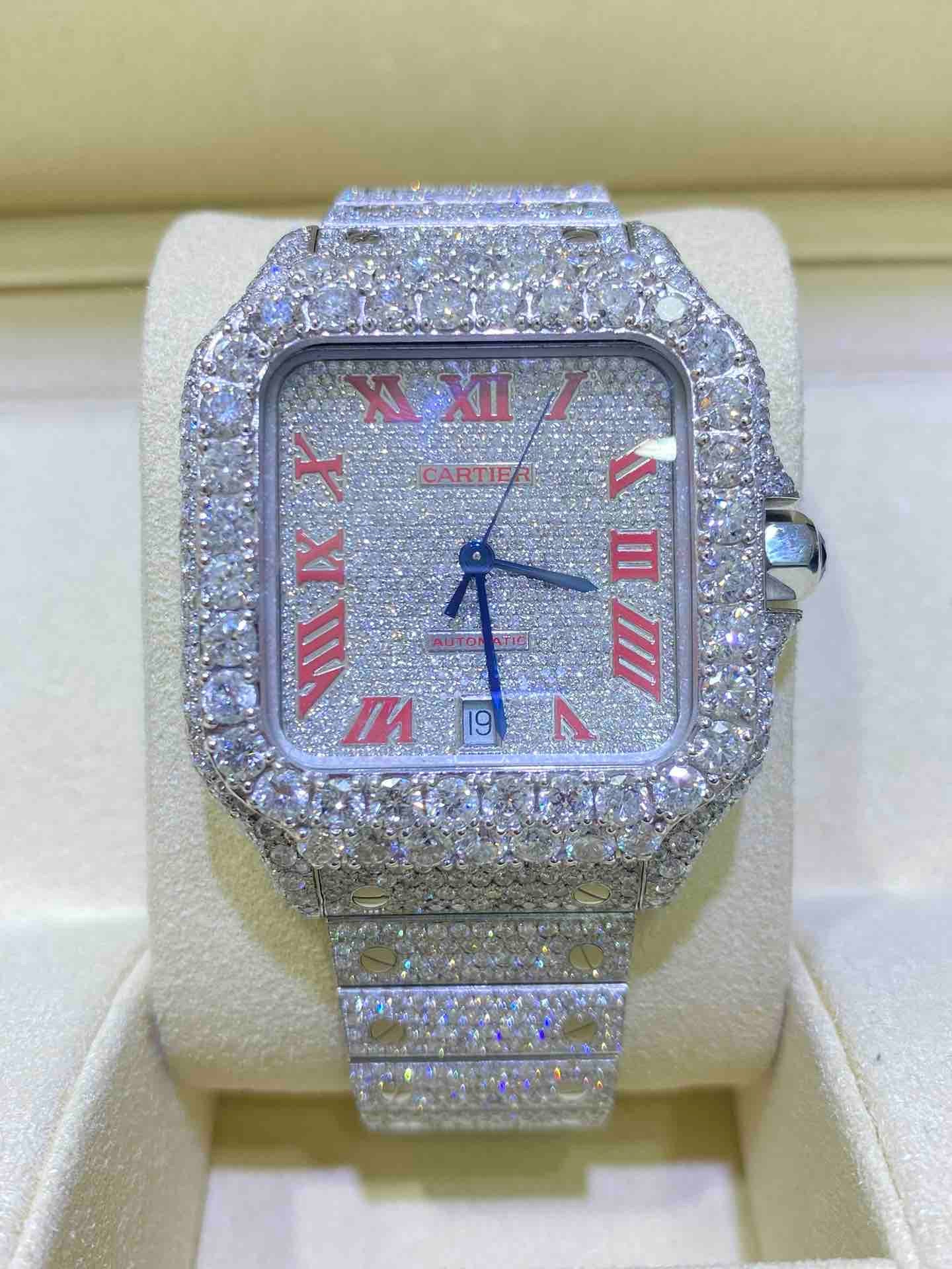 Iced Out Cartier Santos Red Dial 💎 | Santos XL