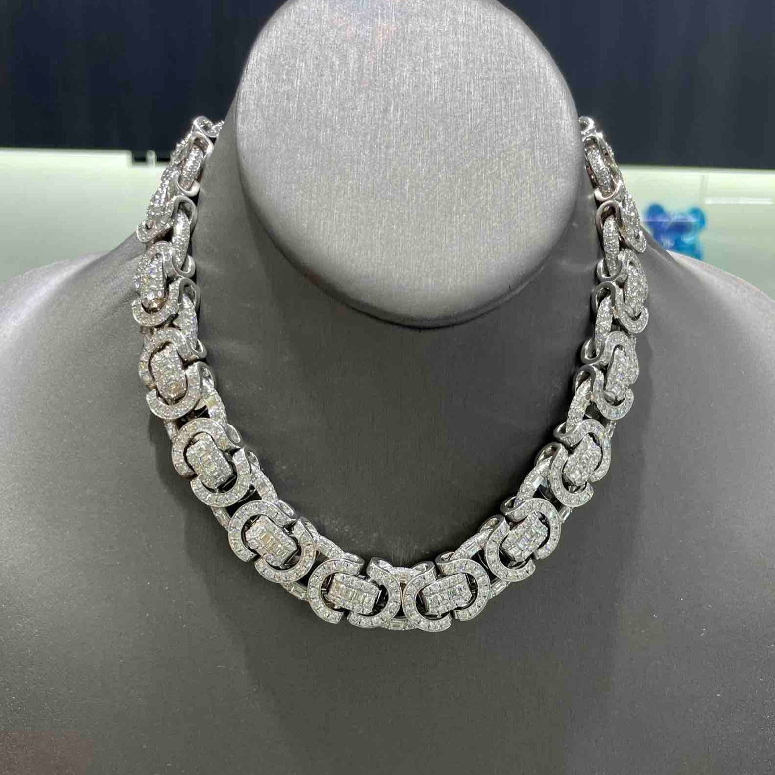 bust down byzantine chain "gucci mane chain" 14k white gold 366 grams and 90 cts vvs1 natural diamonds t.w.  crazy custom one of one iced out chain