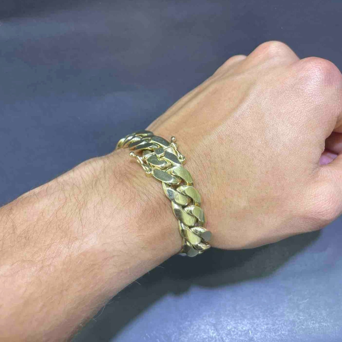 "mens gold miami cuban bracelet 10k"