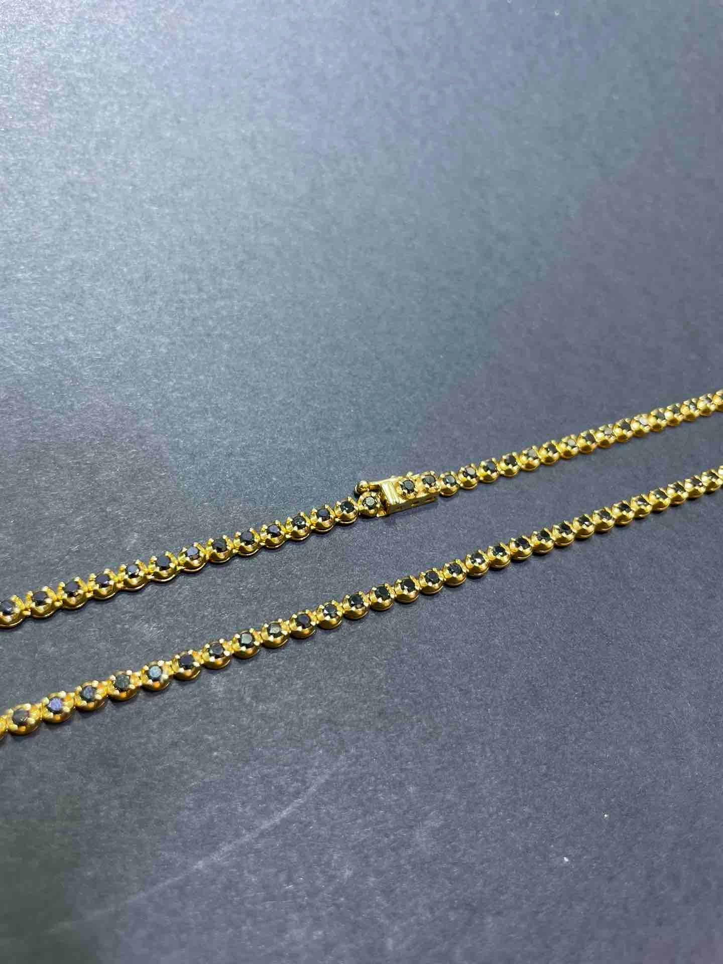 14k Yellow Gold "Black Diamond Tennis Chain" 6.2 ct VS1 Diamonds ( 124 pcs, F+) 21 grams