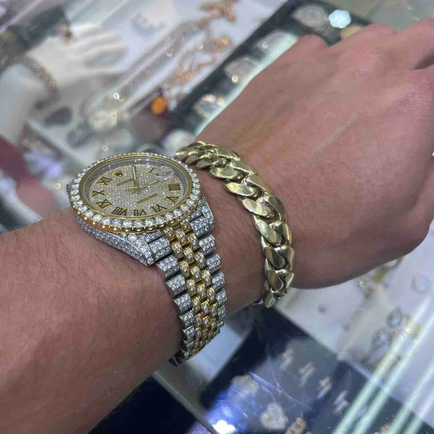 "mens gold miami cuban bracelet"