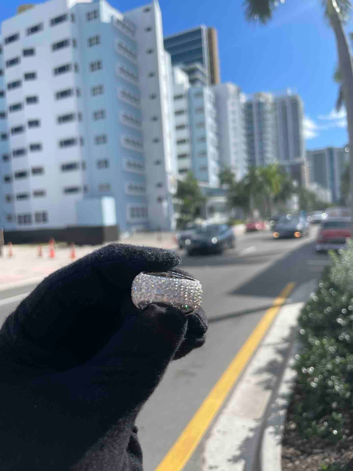 14k ICED OUT VVS RING FULLY