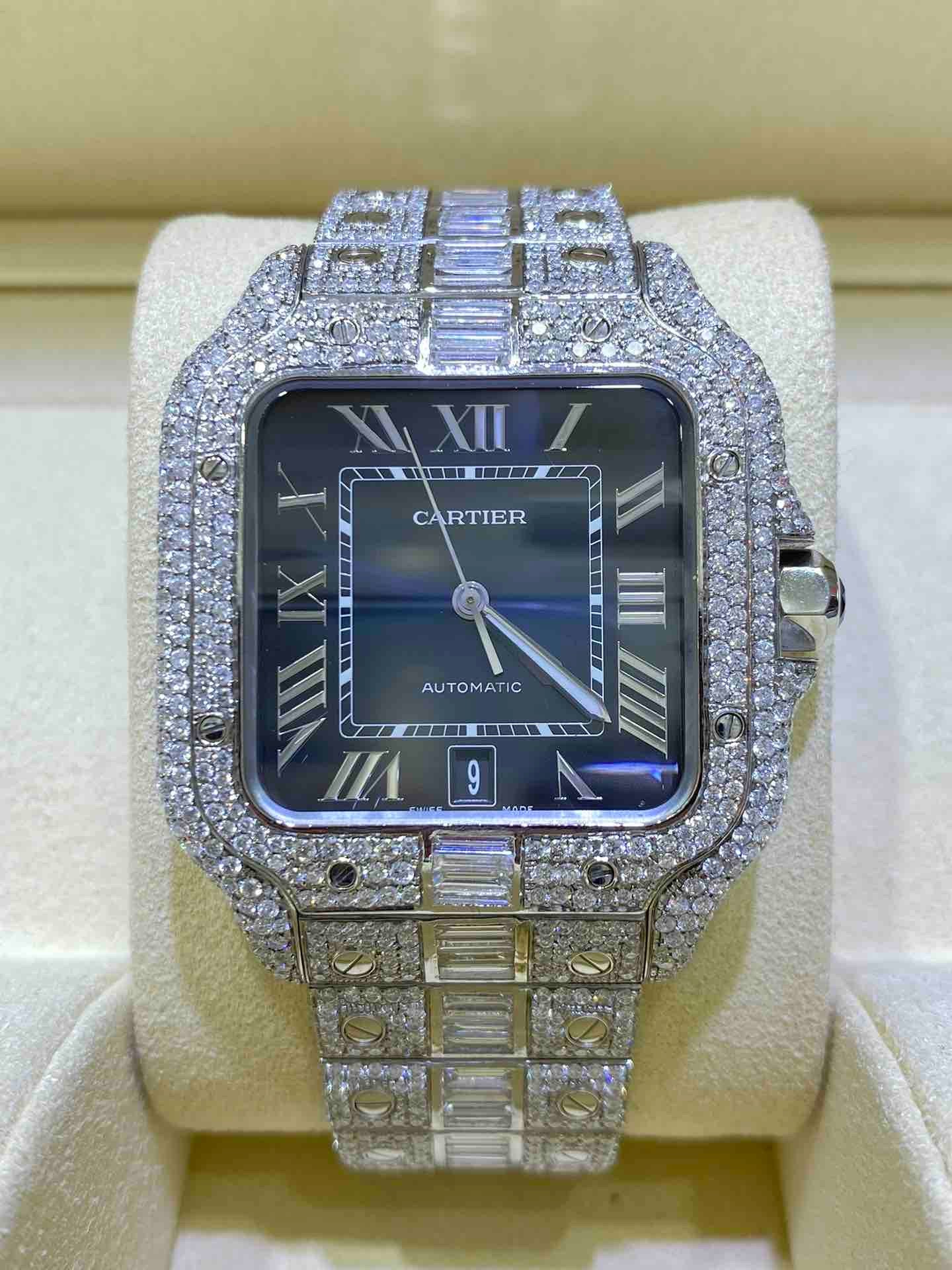 VVS Cartier Watch Blue Dial 41mm 31 cts