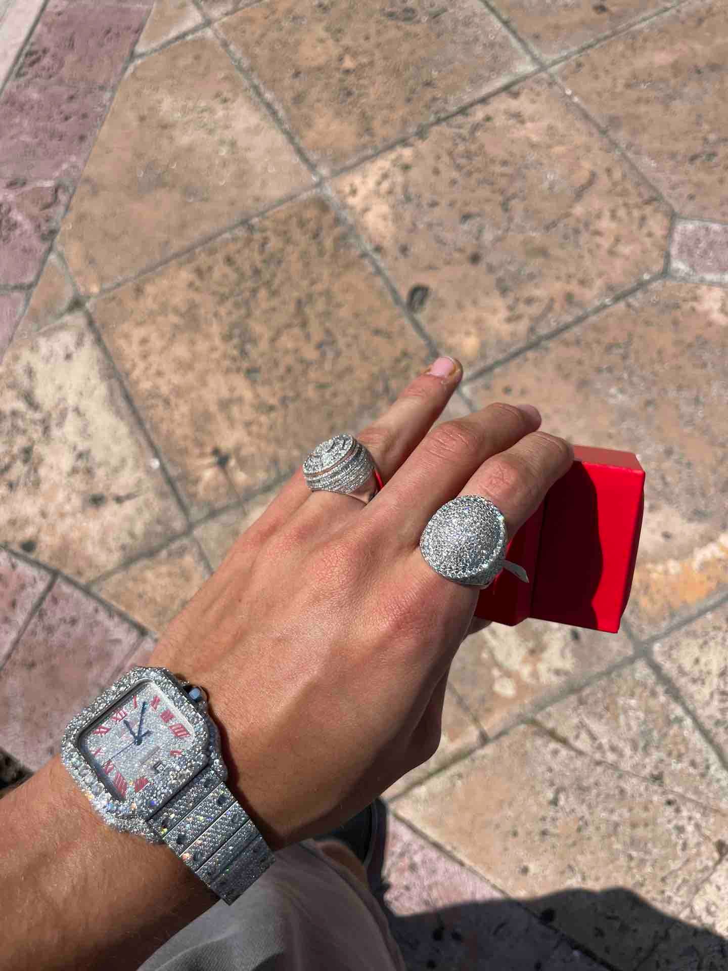 "14k White Gold Iced Out Championship Ring"